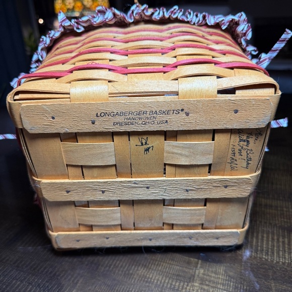 Longaberger 1997 Sweetheart Remembrance Weekend Basket RED Combo Both Liners - Picture 8 of 13